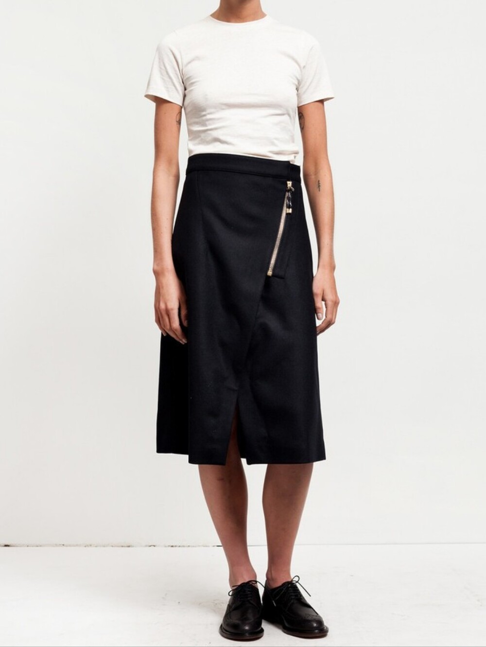 Acne Studios | Navy A-line Skirt with Asymmetric Closure